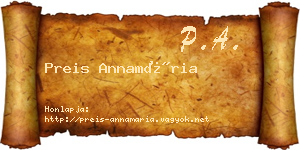 Preis Annamária névjegykártya